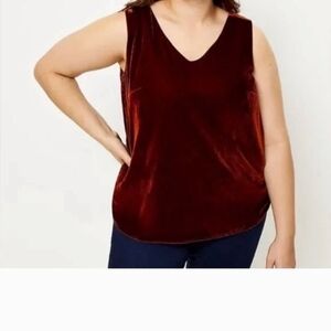 LOFT Red Tank Top Velvet Style